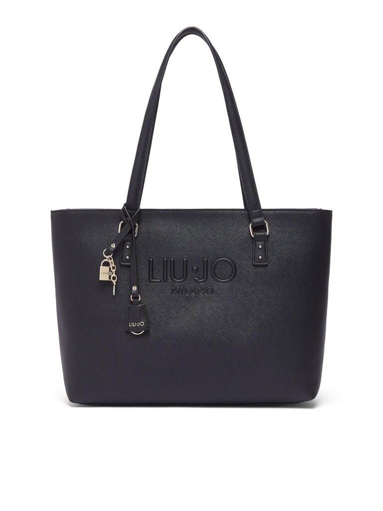 Liu Jo Halona Borsa Shopping L Nero, Similpelle Ecosostenibile, 42 x 27 x 13 cm, con Logo in Rilievo, Chiusura a Cerniera