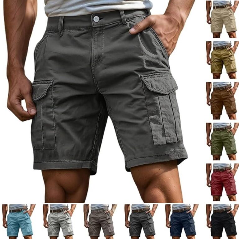 Lvnsdknerse Bermuda Cargo Uomo Slim Fit con Tasche Laterali