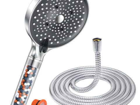 YEAUPE PRO Soffione Doccia con Tubo 1,6 m e 6 Getti Anticalcare