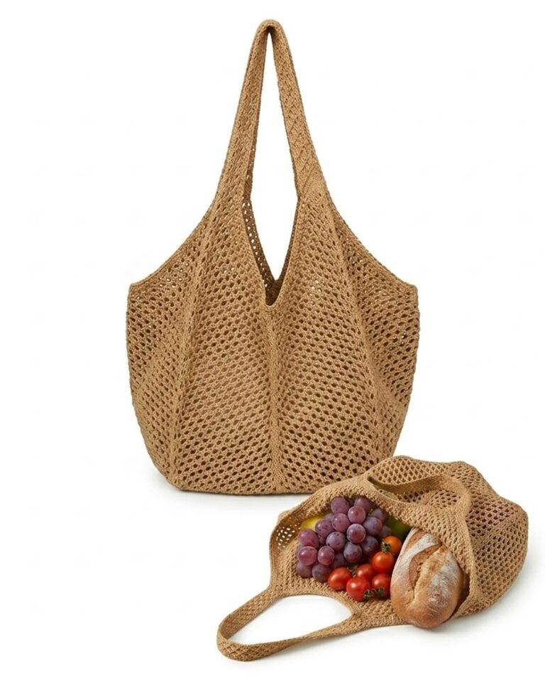 KAKFEL - Borsa mare grande intrecciata khaki