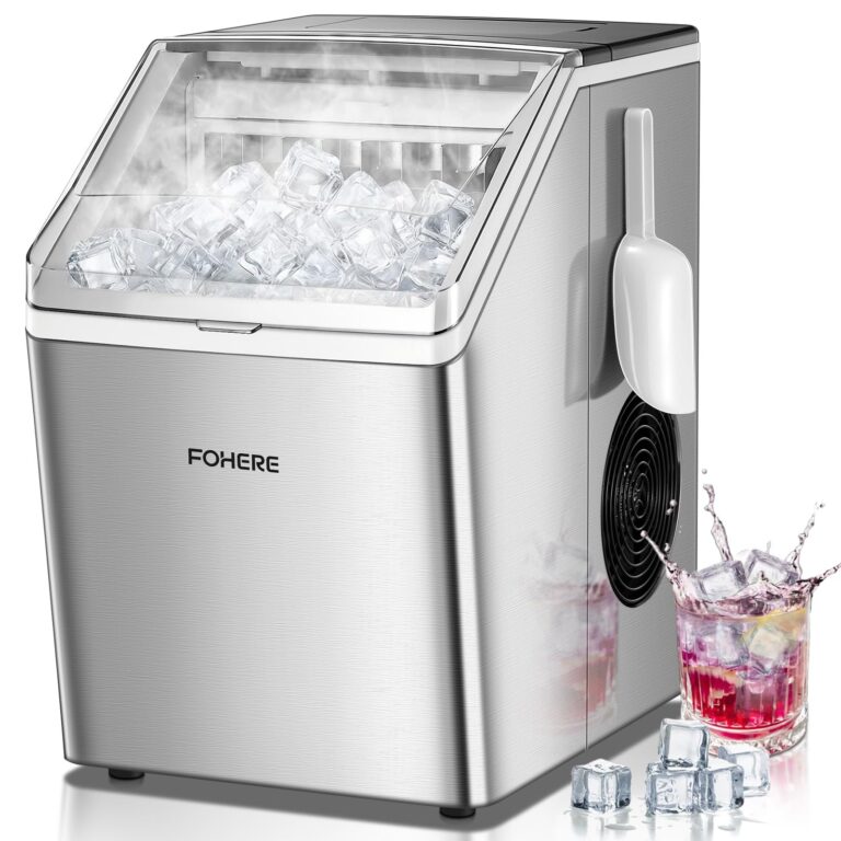 FOHERE Fabbricatore di Ghiaccio Inox 24 kg/24h con Timer e Autopulizia