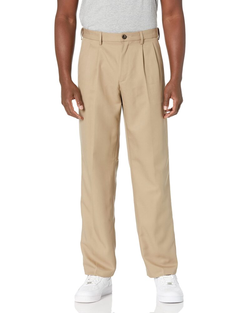 Amazon Essentials Pantaloni da Abito con Pinces e Vita Espandibile
