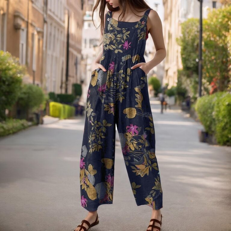 Tuta Donna Floreale Patchwork Gamba Larga Bohemien