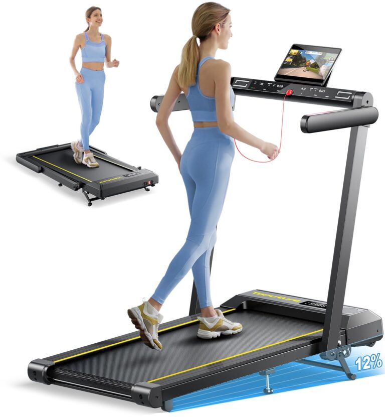 Tapis Roulant Elettrico Pieghevole 1-16km/h, Tapis Roulant con 12% Pendenza, Salvaspazio per Casa...