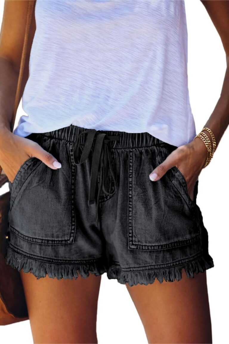 Hvepuo Pantaloncini estivi da donna in cotone e lino con elastico