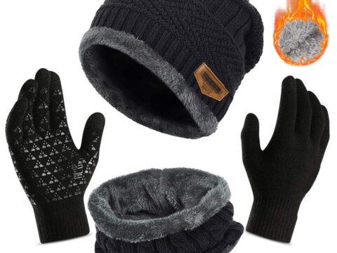TYXHXTF Set Invernale Berretto Sciarpa Guanti Touch Screen 3 pezzi