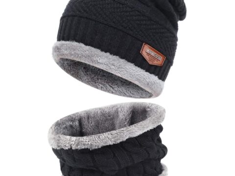 Bequemer Laden Set Cappello e Sciarpa in Maglia con Fodera in Pile