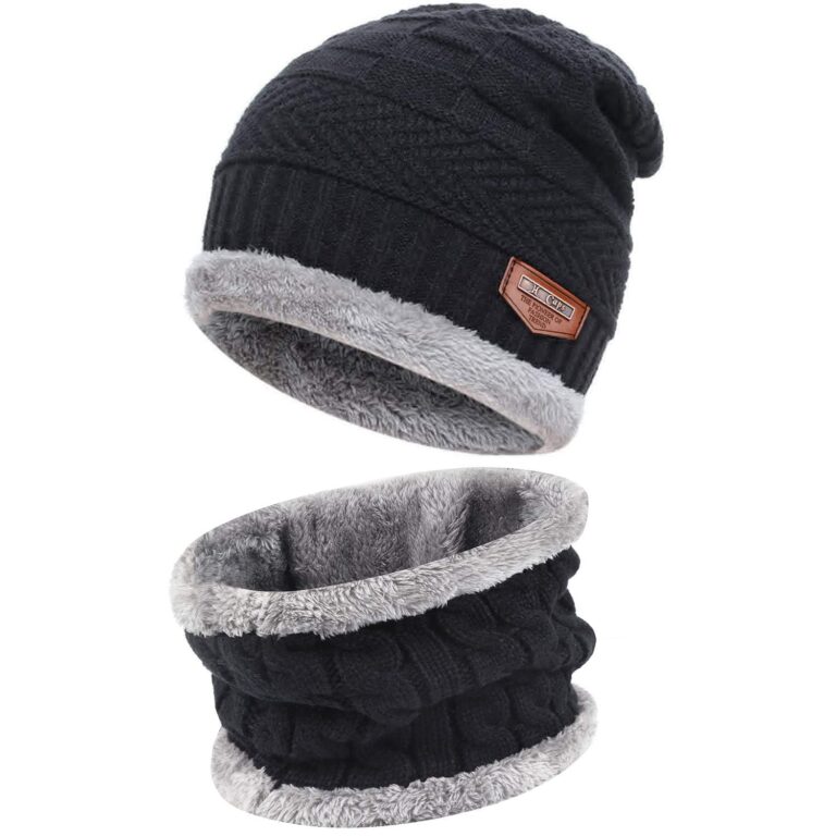 Bequemer Laden Set Cappello e Sciarpa in Maglia con Fodera in Pile