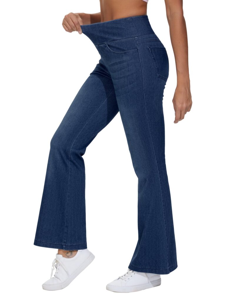 THE GYM PEOPLE jeans donna a campana vita alta con controllo pancia