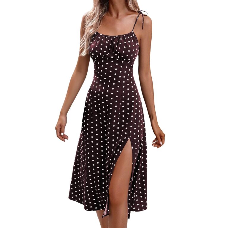 Vestito estivo a pois con spalline e spacchi laterali