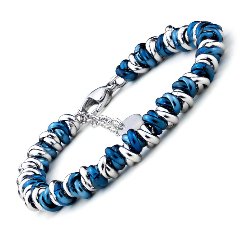 Saga Gioielli Bracciale Donna Intrecciato a Nodini in Acciaio