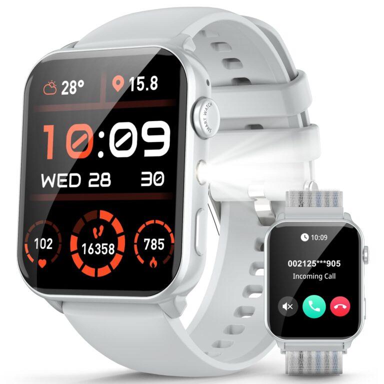 IOWODO smartwatch uomo donna con torcia LED e chiamate Bluetooth