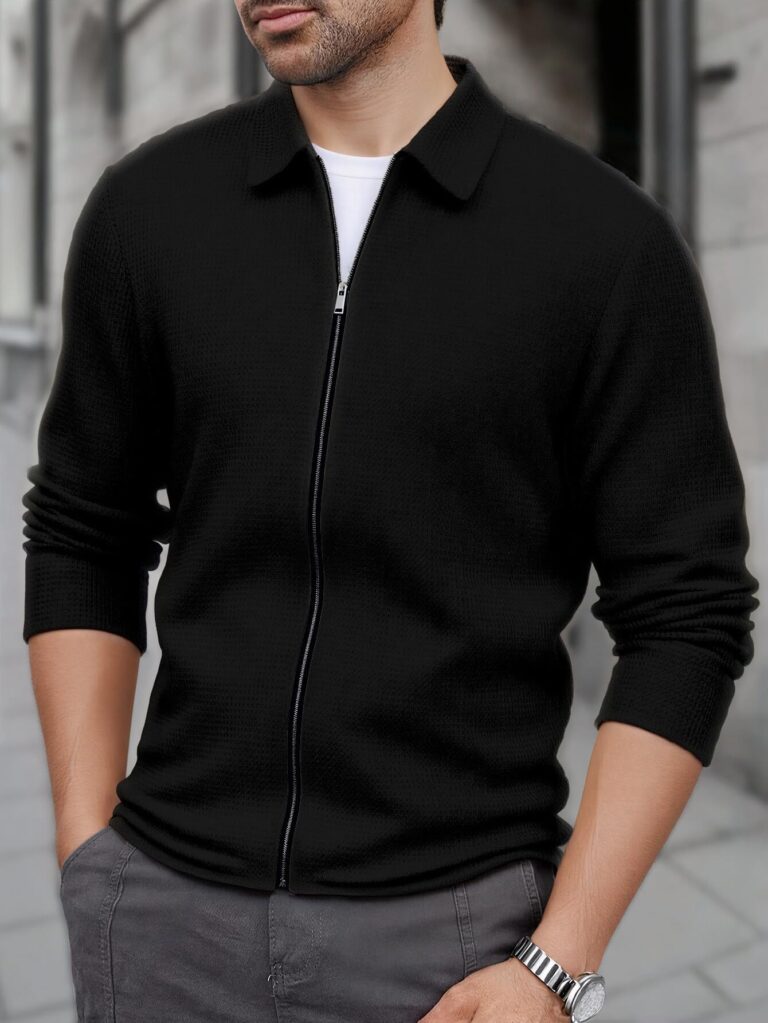 Giacca Cardigan Uomo Casual a Cerniera Tinta Unita