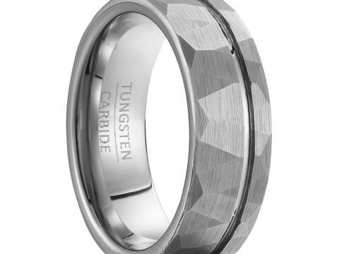 SOXEMAN Anello Tungsteno Sfaccettato Grigio 8mm