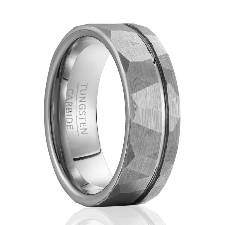 SOXEMAN Anello Tungsteno Sfaccettato Grigio 8mm