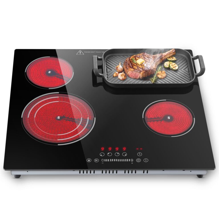SNDOAS Piano Cottura Vetroceramica 4 Fuochi 6700W con Zona Ovale