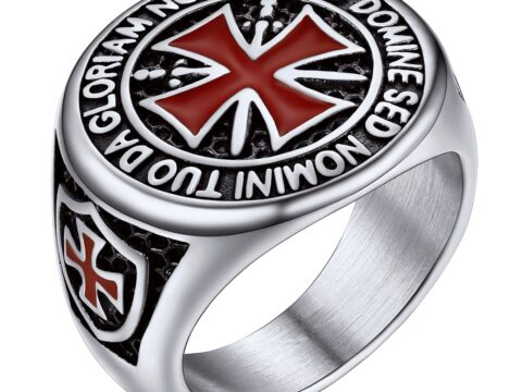 PROSTEEL Anello Cavaliere Templare in Acciaio Inossidabile