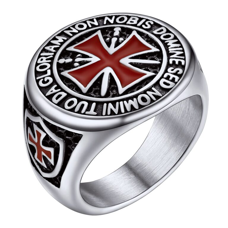 PROSTEEL Anello Cavaliere Templare in Acciaio Inossidabile