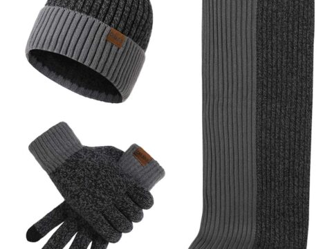 Set Invernale Uomo: Berretto, Sciarpa e Guanti Touch Screen in Lana