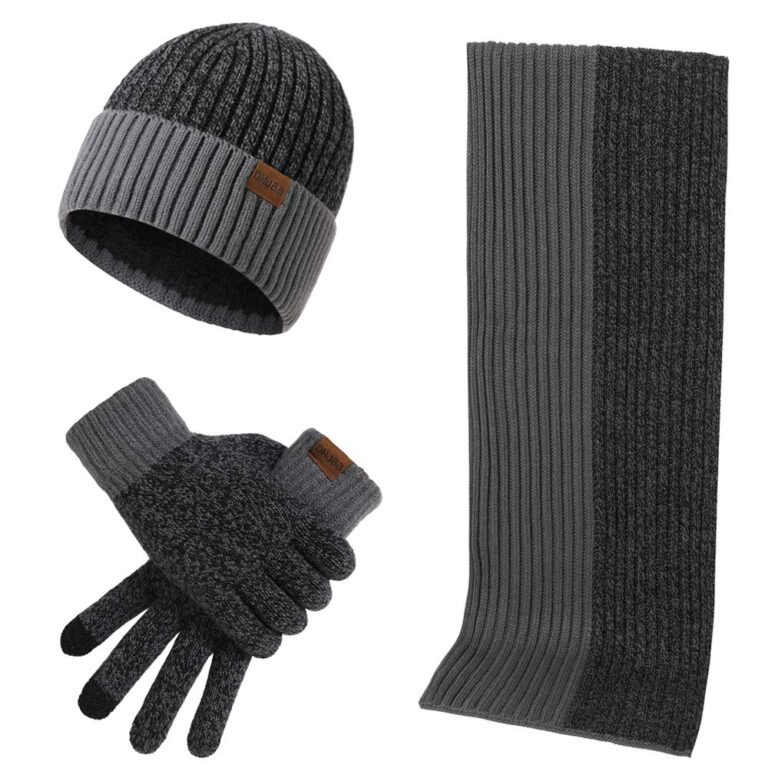 Set Invernale Uomo: Berretto, Sciarpa e Guanti Touch Screen in Lana