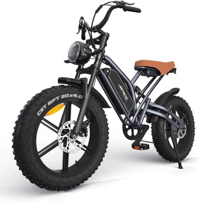 JANSNO Bicicletta Elettrica 20" x 4.0 Fat Tire, 7 Velocità Bici Elettrica, Freni a Disco Meccanici Anteriori e Posteriori,...