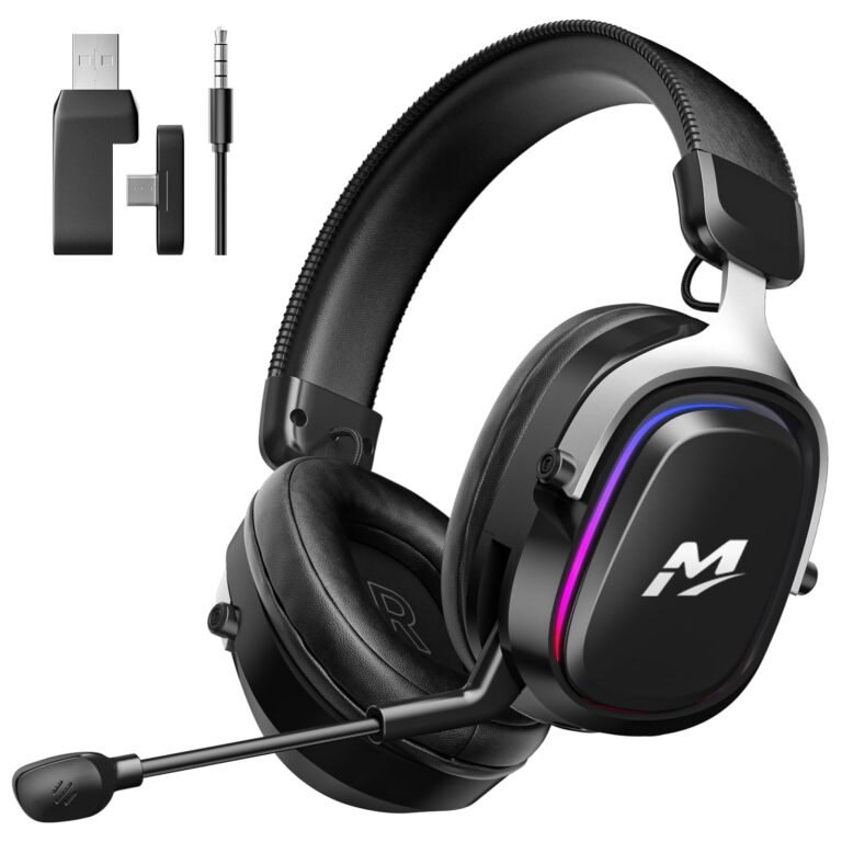 MANKIW Cuffie Gaming Wireless per PS5/PS4/PC/Switch, 2.4G & Bluetooth 6.0, Cuffie Wireless con Surround Sound 7.1, Microfo...
