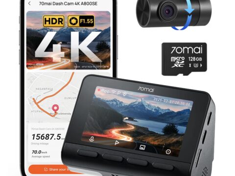 70mai A800SE Dashcam 4K+1080P Fronte/Retro GPS WiFi con SD 128GB
