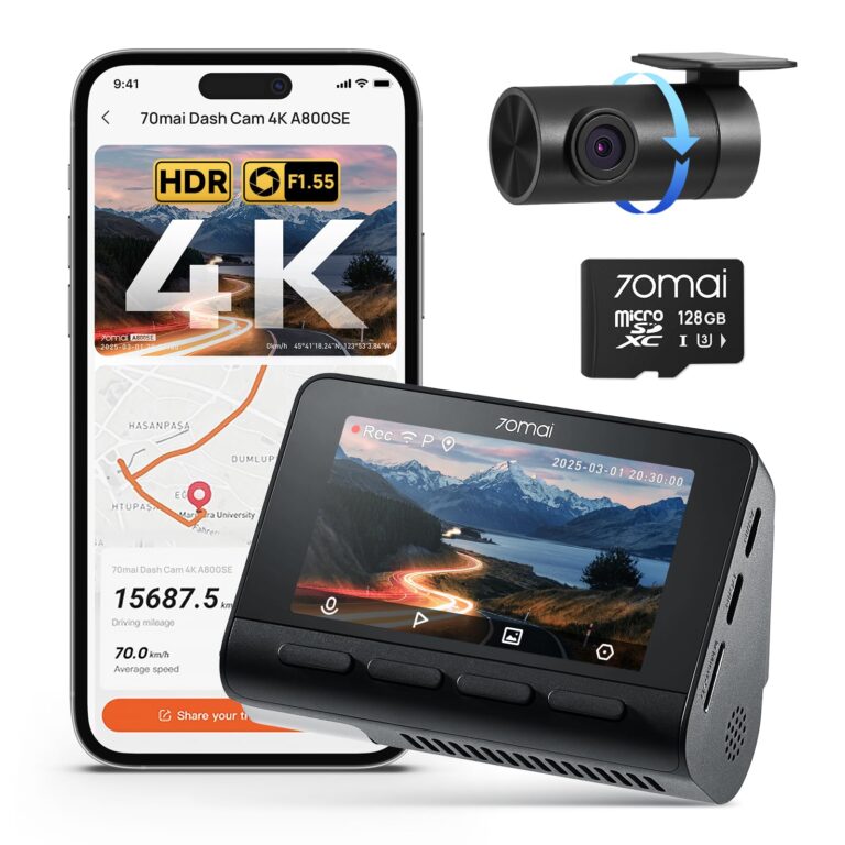 70mai A800SE Dashcam 4K+1080P Fronte/Retro GPS WiFi con SD 128GB