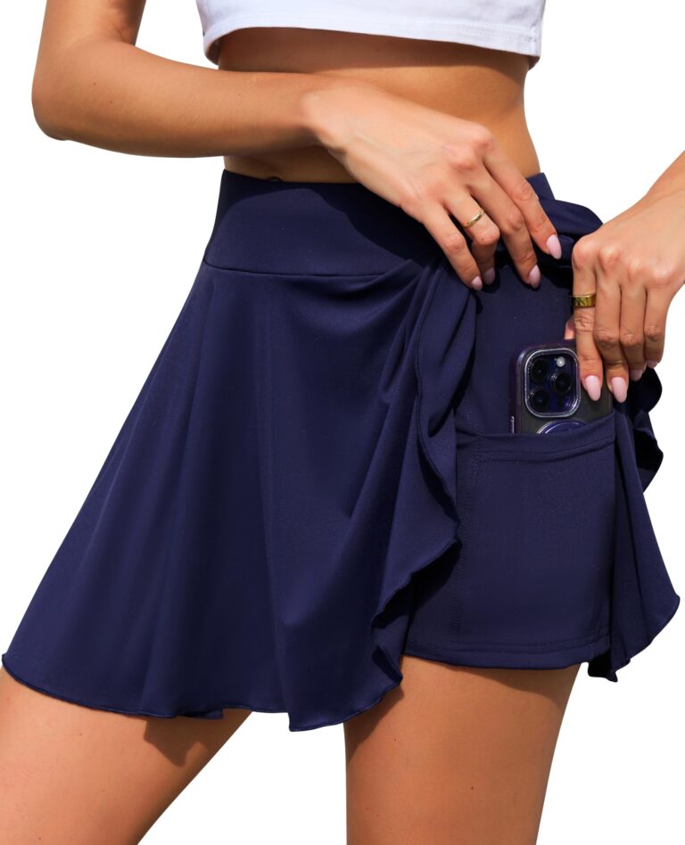Lovasy Gonna da Tennis Donna con Pantaloncini e Tasche