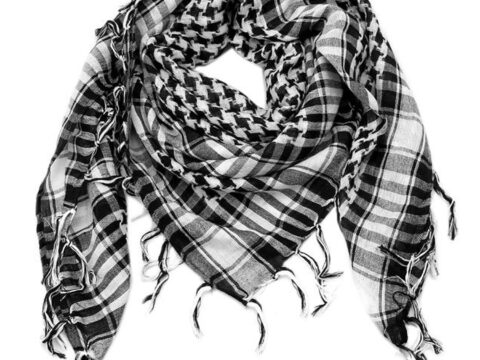 TRIXES Shemagh Kefiah Bianco e Nero Cotone Stile Militare