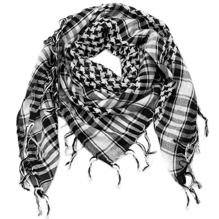 TRIXES Shemagh Kefiah Bianco e Nero Cotone Stile Militare
