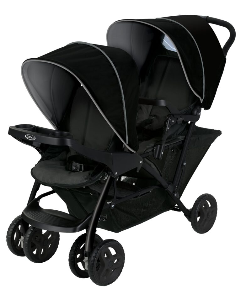 Graco - Stadium Duo passeggino gemellare maneggevole, dalla nascita fino a 3 anni circa (max. 15 kg), colore Black&Grey, c...