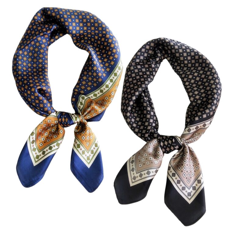 Sciarpa di seta da uomo vintage con motivo geometrico (2 pezzi)