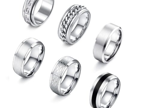 ADRAMATA Set 6 Anelli Uomo Acciaio Celtico Vintage