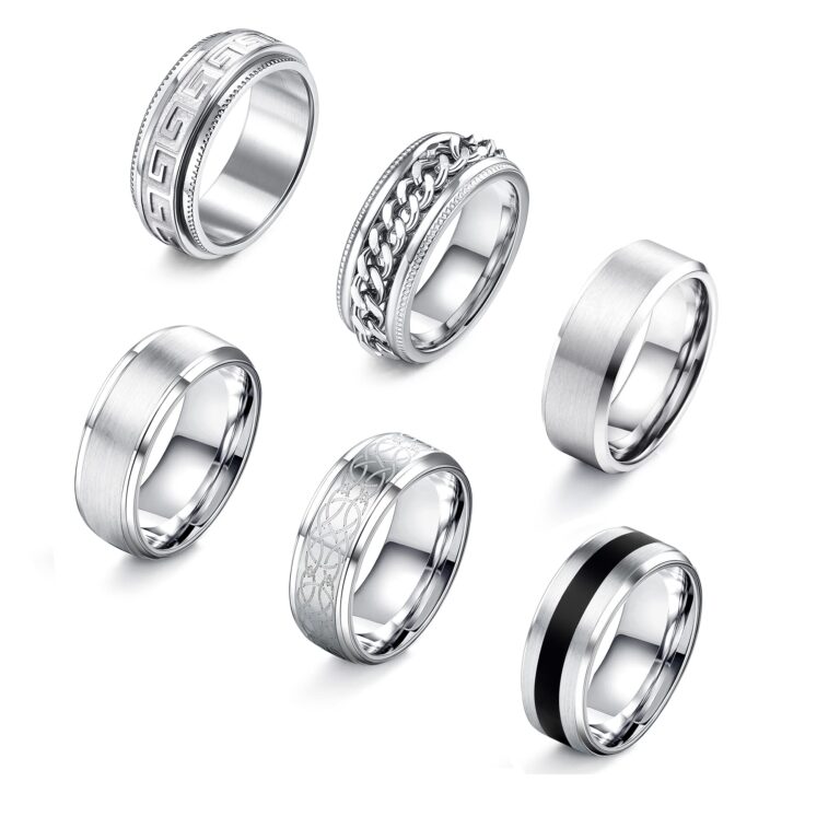 ADRAMATA Set 6 Anelli Uomo Acciaio Celtico Vintage