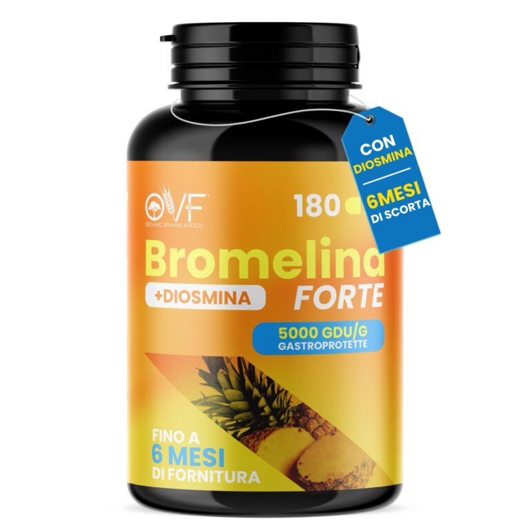 OVF Bromelina Forte 180cps | Integratore Bromelina 5000 GDU | 6 Mesi di Fornitura | Integratore Naturale di Ananas Formula Pura Made in Italy
