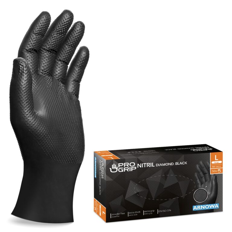 PROGRIP Guanti Nitrile Neri Extra Resistenti Monouso 50 pz Taglia L