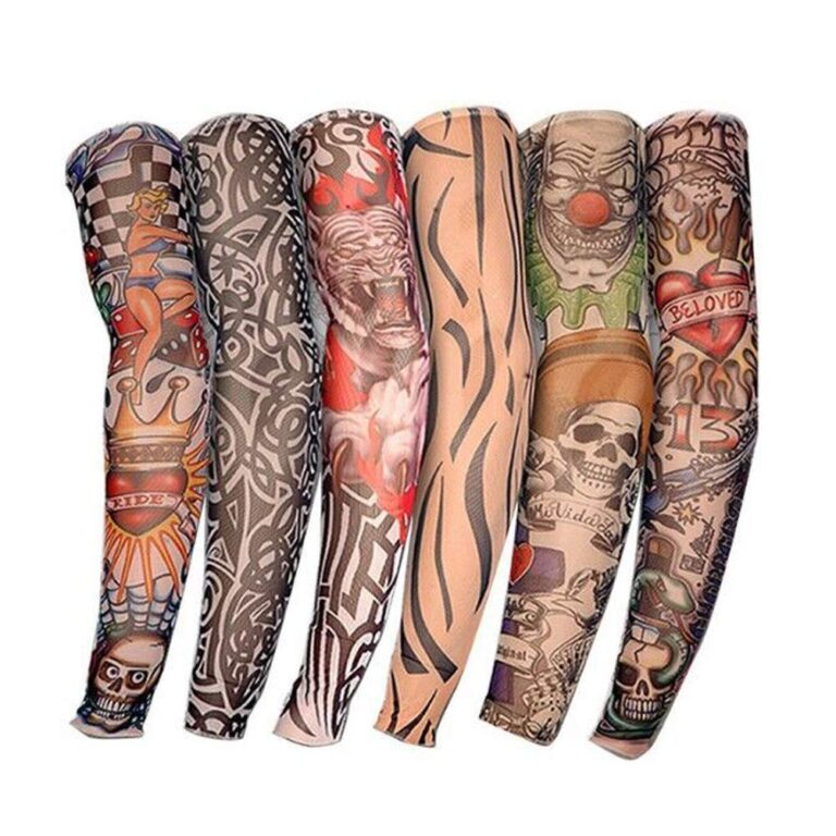 Manicotti Finti Tatuaggi in Nylon – 6 pezzi, tatuaggio temporaneo braccio uomo