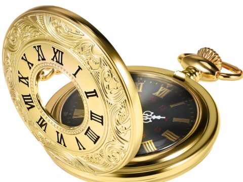 HICARER Orologio da Tasca Vintage Oro con Catena in Acciaio