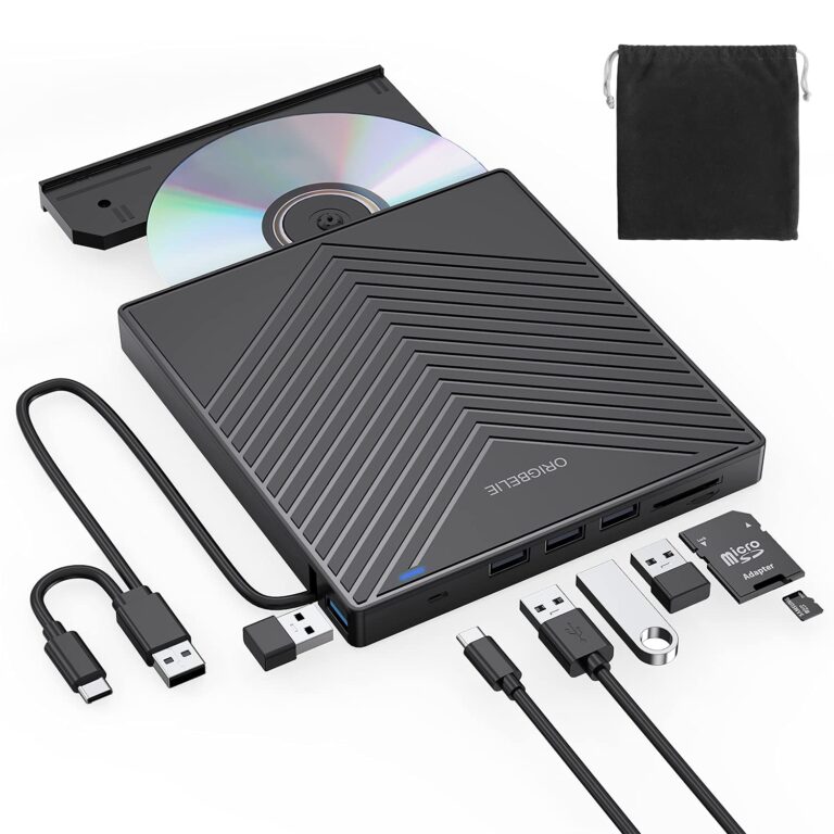 ORIGBELIE Masterizzatore DVD esterno USB 3.0 con hub 4 porte e lettore SD