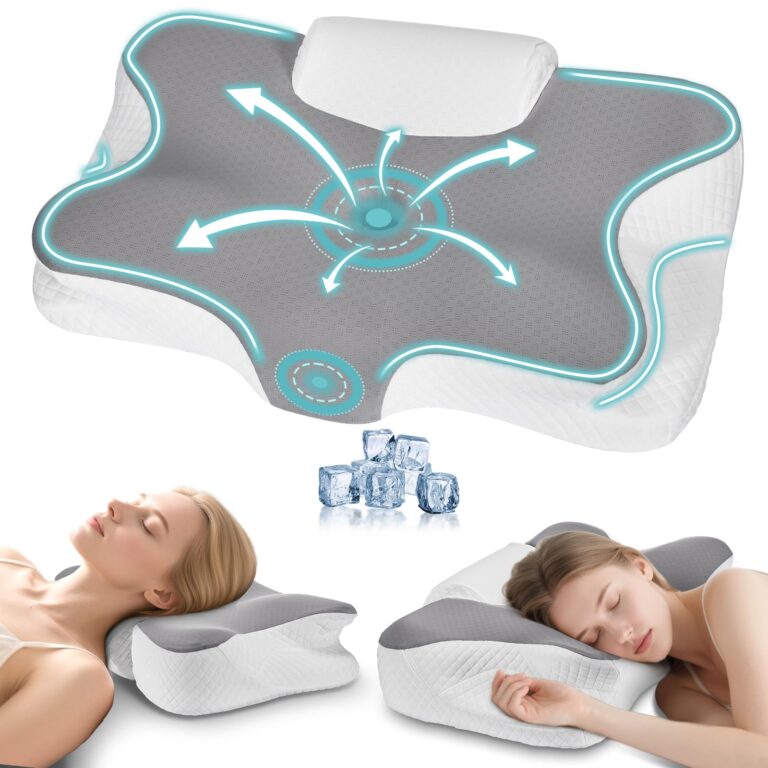 Levesolls Cuscino Cervicale 2 in 1 in Memory Foam Ergonomico, per Dormire su Fianco, Schiena e Stomaco, con Federa Sfodera...