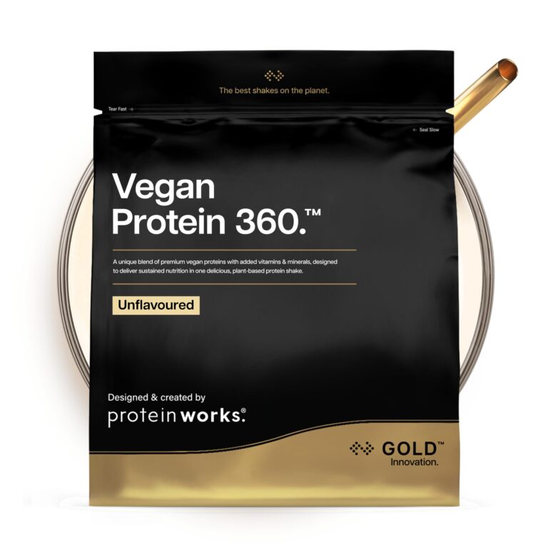Protein Works | Vegan Protein 360 – GOLD Innovation, Proteine Vegane, Miscela Multi-Proteica Premium 100% Vegetale, Shake a Basso Contenuto di Grassi e Calorie, Non aromatizzato, 33 Porzioni, 1kg