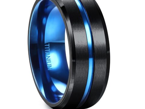 FIOROYAL Anello in Titanio 8mm Nero Unisex Fede Nuziale