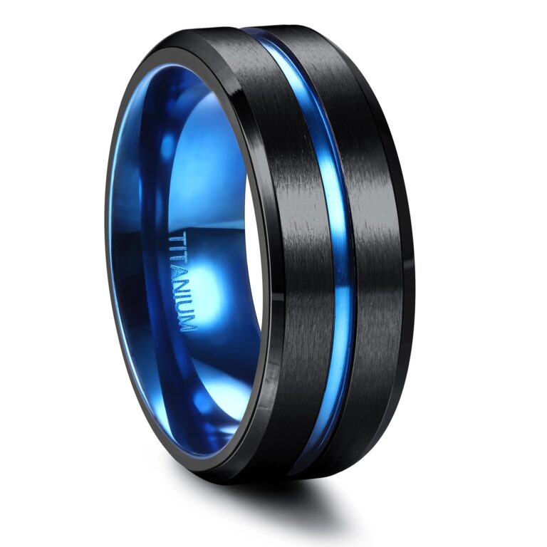 FIOROYAL Anello in Titanio 8mm Nero Unisex Fede Nuziale