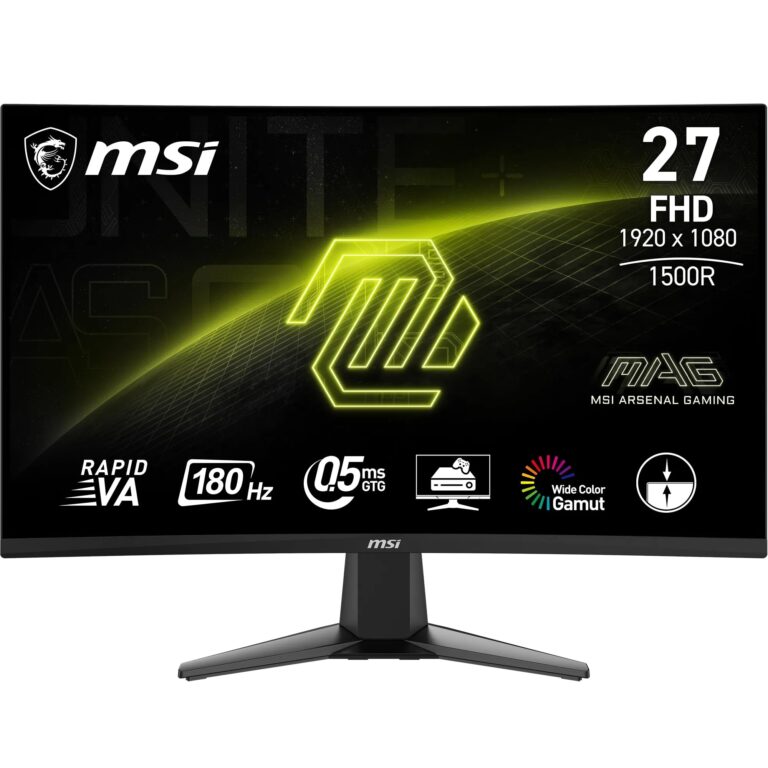 MSI MAG 27C6F Monitor Gaming Curvo 27" - FHD (1920 x 1080), 180Hz/0,5 ms, pannello VA 1500R - Adaptive-Sync, connettività ...