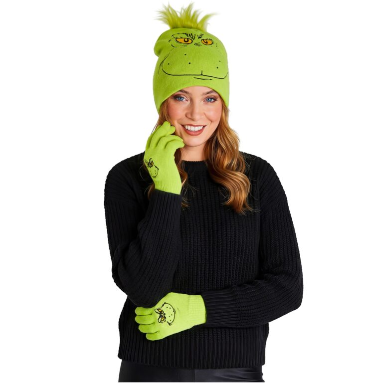 The Grinch Set Invernale Cappello e Guanti o Muffole - Regalo Natale