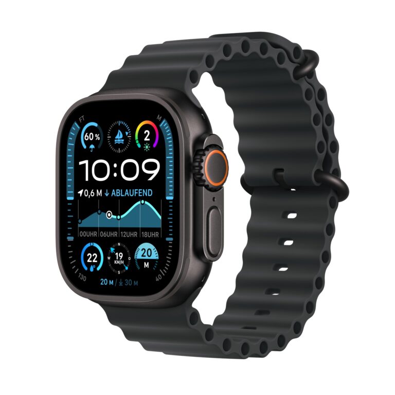 Apple Watch Ultra 2 [GPS + Cellular, 49mm] Cassa in titanio nero con cinturino oceano nero, taglia unica (ricondizionato)