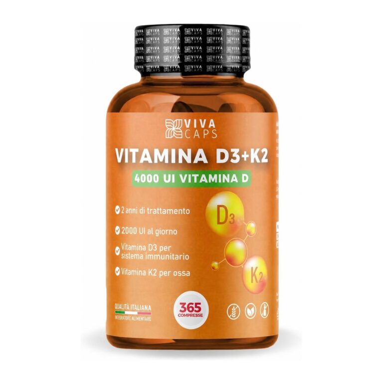 Vitamina d3 k2 mk7 vegana alto dosaggio 365 Micro compresse, Vitamina d3 4000 ui e 200 mcg di Menachinone per sistema immu...