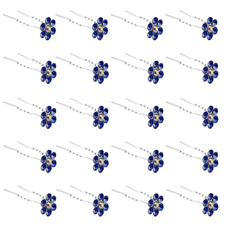 ZOUIQSS 20 forcine sposa fiore in cristallo blu navy con strass