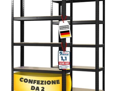 Casa Pura Set 2 Scaffali Acciaio 30x75x150 cm 5 Ripiani 650 kg